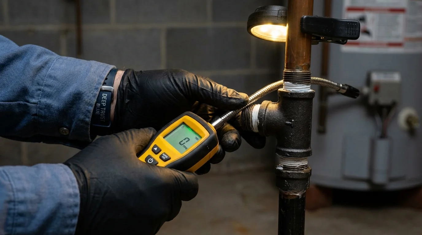 Gas leak detection with electronic sniffer by Johns Plumbing LLC in Sagamore